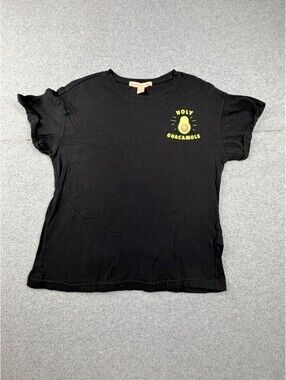 Rebellious One Womens Black Holy Guacamole Graphic Tee Short‎ Sleeve M